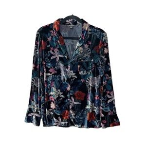 BANANA REPUBLIC Crushed Velvet Zebra Floral Pajama Top size Small
